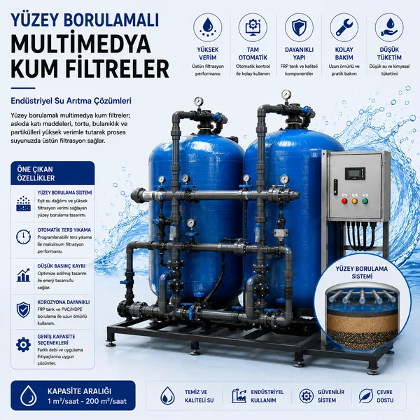 YÜZEY BORULAMALI MULTİMEDYA KUM FİLTRELER